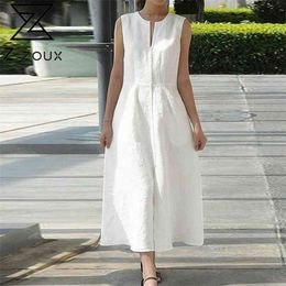 Women Dress Elegant White es Sleeveless Loose Long Black Vintage High Waisted Plus Size Maxi es 210513