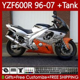 -Karosserie für Yamaha yzf600r Thundercat YZF-600R YZF600 R CC 600R 86NO.57 YZF600-R 1996 1997 1998 1999 2000 2001 600CC 2002 2003 2004 2005 2006 2007 Verkleidung Orange silbrig