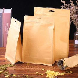 5 Size Coffee Tea Nut Snack Food Casual Packing Bag Aluminium Foil Kraft Paper Eight Sides Seal Stand Up Self Sealing Bag LX4404