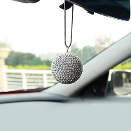 Interior Decorations Bling Crystal Ball Car Pendant Diamond Rhinestone Hanging Ornament Charms Auto Rearview Mirror Decoration Dangle Access