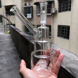 -7.5 pulgadas de vidrio transparente bong hookah shisha cristalería tobacco agua fumar pipa Bubbler