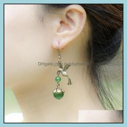 Dangle & Chandelier Earrings Jewellery Vintage Ethnic Fly Birds Fashion Chalcedony Beads Green Stones Drop Delivery 2021 E4Tww