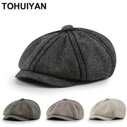 Unisex Woolen Octagonal Hat Men Autumn Winter Newsboy Cap Retro Bone Gorras Gatsby Caps Women Casual Boina Beret Hats