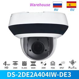 PTZ IP Camera 4MP DS-2DE2A404IW-DE3 4X Zoom IR Distance 20M PoE Audio Input/Output Built-in Memory Card Slot IP66 CCTV