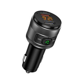 Bluetooth Car FM Transmitter C57 Car Radio Wireless Adapter with QC 3.0 Fast Charge Handsfree Call Car Charger Kit Dual