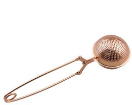 500pcs 304 Stainless Steel Tea Strainer Philtre Diffuser Fine Mesh Infuser Ball Shape Coffee Cocktail Food Reusable Rose Gold Colour DHL FEDEX