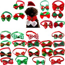 Christmas Holiday Pet Cat Dog Collar Bow Tie Adjustable Neck Strap Cat Dog Grooming Accessories Pet Product Supplies 60PC/Lot