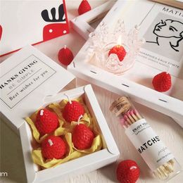 4pcs/box Fruit Scented Valentine Day Gift Party Ornament Home Decoration Creative Strawberry Candles