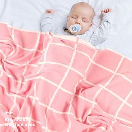 Infant Baby Boy Girl Grid Knit Blanket Spring Autumn born Quilt Boys Girls Hold 210429