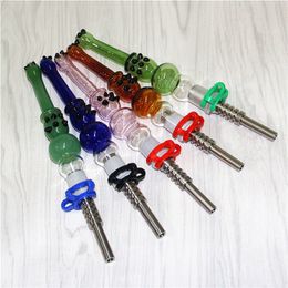 20pcs 14mm Nectar smoking glass pipes with Quartz Tips Dab Straw Oil Rigs Hookahs silicone nectar bubble carb caps