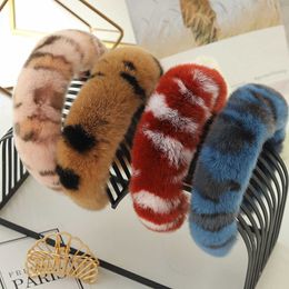 Natural Rabbit Fur Headband Fashion Soft Warm Women Cute Colourful Hair Real Fur Head Hoop Bands Accessories Female Headdress X0722