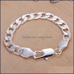 Link, Chain Bracelets Jewelry Classic 4Mm Flat Men Bracelet Sier Color High Quality Fashion Christmas Gifts Drop Delivery 2021 T6Unk