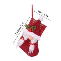 H056 Christmas Stocking 3d Gnome Santa Sock Gift Candy Bag for Fireplace Tree Hanging