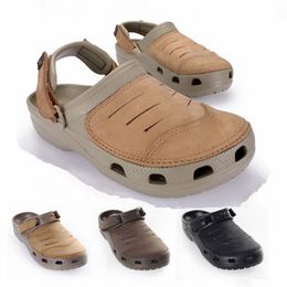 Yukon shoes Men Clogs Sandals Casual Summer Leisure Flip Flops Cow Leather slippers Light Beach Shoes Sport