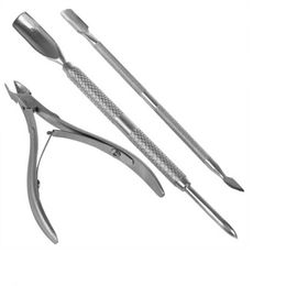 nail cuticle care UK - 3 Pcs Stainless Steel Nail Cuticle Scissor Spoon Pusher Remover Nail Cutter Clipper Nipper Home Use Pedicure Foot Care Tool Set