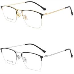 Fashion Sunglasses Frames Pure Titanium Half Rim Spectacle Men's Fashionable Business Eyeglasses Ladies Light Luxury Art Myopia Eyewears 801
