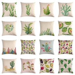 Cushion/Decorative Pillow Cross-border Tropical Plants Cactus Series Linen Printing Home Covers Office Car Sofa Lumbar Pillowcase Cushion Co