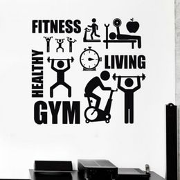 Exercise Wall Sticker Gym Vinyl Decal Fitness Art Mural Stadium Decor Healthy Lifestyle Poster Sport Motivation Painting