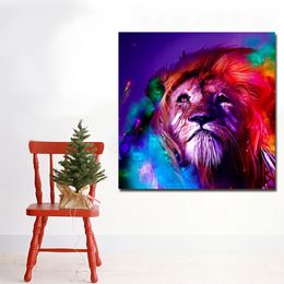 Colorful Lion Animal Oil Painting Canvas Art Print and Poster Modern Canvas Painting Wall Art For Living Room Home Decor