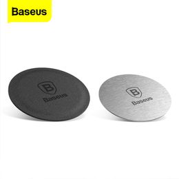 Cell Phone MountsMagnetic Disc For Car Phone Holder 2 pieces Metal & Leather Iron Sheets Plate Use Magnet Mount Mobile Phone Holder