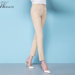 Fashion Women's Elegant OL Stretch Pants Big Size Ladies Elastic Waist Casual Trousers Female Office Work Cotton 210925