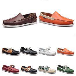 162 Mens casual shoes leather British style black white brown green yellow red fashion outdoor comfortable breathable