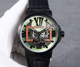 High Quality Watches 43mm Executive Skeleton Tourbillon Black PVD 1713-139LE/HYPERSPACE.1 Autoamtic Mens Watch Leather Strap Gents Sports Wristwatches