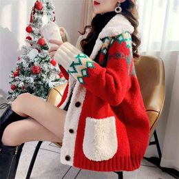 Mid-length Sweater Cardigan Women Spring And Autumn Loose Lazy Net Red Super Fire Knitted Jacket 210427