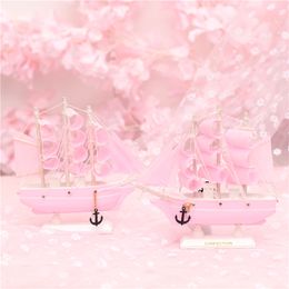 Christmas Decorations Pink Girl Heart Night Light String Sailing Boat Wooden Ship Model Living Room Partition Decoration Rooms Desktop