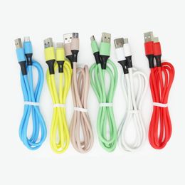 2A Super Fast Charge Liquid Silicone Colour Cables Micro USB Type C Data Cable for Samsung S20 S10 S8 S7 Note 20 LG Huawei Xiaomi Android Mobile Phone Charging Wire 1M 2M 3M