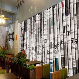Customise 3D retro newspaper study background wall custom large mural green silk cloth wallpapers papel de parede