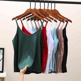 Summer Sexy Crop Top Silk Women Camis Satin Tank Top Women Vest Camisole Sleeveless Tops Roupas Femin Cropped top Female 210407