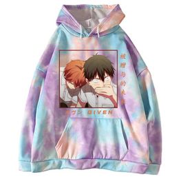 Tie Dye Hoodies Harajuku Anime Sato Haruki Kaji Akihiko Hoodie Sweatshirt Hot Given Simple Classic H0910