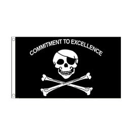 Jolly Roger Commitment To Excellence 3x5ft Flags 100D Polyester Banners Indoor Outdoor Vivid Color High Quality With Two Brass Grommets