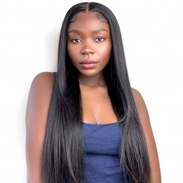 Straight Human Hair Wigs Pre Plucked Brazilian T Part Wig 13x1 Lace Wig for Women 130% Density