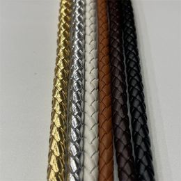 -1 Meter 3/4/5 / 5 / 6mm Cuerdas de cuero genuinas trenzadas redondas Vintage Café negro Cuerda de cuero Cuerda de Cuerda para Pulsera Joyas Fabricación 1676 Q2