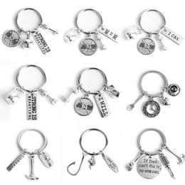 Sport Trinket Keychain Fitness Gym dumbbell Keyrings Charms Pendant Keyholder Bodybuilding Barbell Keyfob Backpack Key Chains