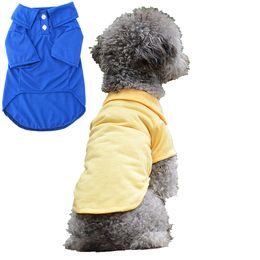 Fashion Solid Dog Apparel Dogs Clothe Pet Costume Ventilation Thin Summer Short Sleeve Plain T-shirt Teddy Bulldog 8 Colors M