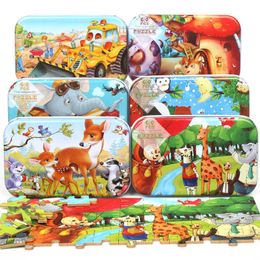 Wooden Puzzle Toys for Children Cartoon Animal Vehicle Wood Jigsaw Baby Educational Toy Kids Christmas Gift 60 Pieces New Hot