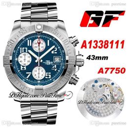 GF A1338111 A7750 Automatic Chronograph Mens Watch Blue Dial Silver Subdial Stainless Steel Bracelet Super Edition Puretime A31