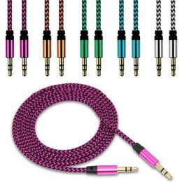 Car Audio AUX Extention Cable Nylon Braided 3ft 1M wired Auxiliary Stereo Jack 3.5mm Male Lead for Mobile Phone Speaker