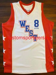 Mens Women Youth Field Generals 2004 All Star Game #8 Jersey Basketball Custom Number name s XS-6XL