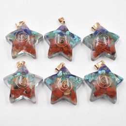 Healing Seven Chakra five pointed star charms Retro Colourful natural amethysts Lapis Lazuli 7 Colours stone pendants wholesale