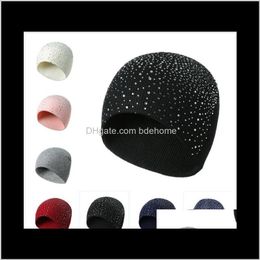 Beanie/Skull Hats Caps Hats, Scarves & Gloves Fashion Aessories Drop Delivery 2021 Diamond Knit Casual Beanie Veet Comfortable Thick Cotton O