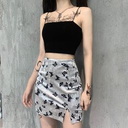 Dresses For Women 2021 Little Fragrance Wind Split Butterfly Print Girl College Style Kawaii Mini Skirts X0428