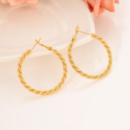 Hoop & Huggie 2021 Metal Twist Circle Drop Earrings For Women Fashion Classic Gold Color Charm Earring Minimalist Arab African Jewelry