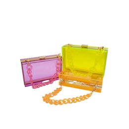 DHL Portable transparent acrylic bag for women Fashion personality chain small square Evening bags 7 color