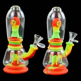 7.4'' Glass water pipe bong pipes silicone bongs dab rigs smoking tobacco tube free small bowl use for dry herb
