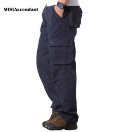 Men's Casual Cotton Cargo Pants Outdoor Breathable Long Trousers Combat Military Male Large Multi Pocket Army Tactical Pants H1223