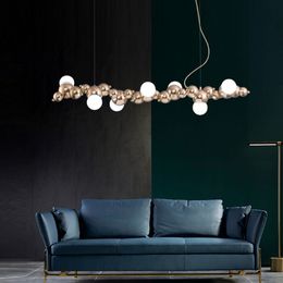 Itália Designer Bola de Aço Inoxidável Levado Lâmpada Pingente de Arte Caterpillar Galeria de Livingroom Estúdio Bar Decoração Pendurar iluminação